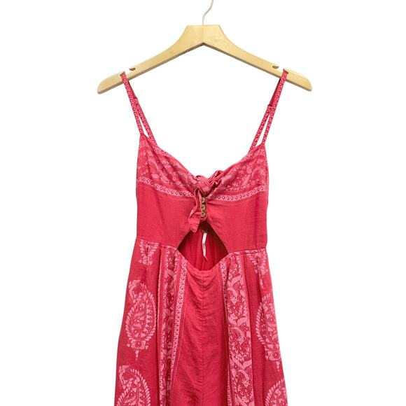 Free People Feel The Sun Cut-Out Boho Jumpsuit in Red size 2 - Picture 6 of 7